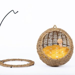 Hanging Cat Bed | Woven Round Pet Basket