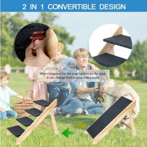 Foldable Wooden Pet Steps for Bed | 4-Storey Stairs & Ramp