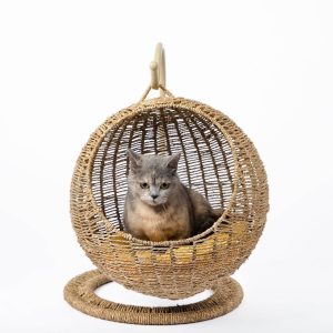 Hanging Cat Bed | Woven Round Pet Basket