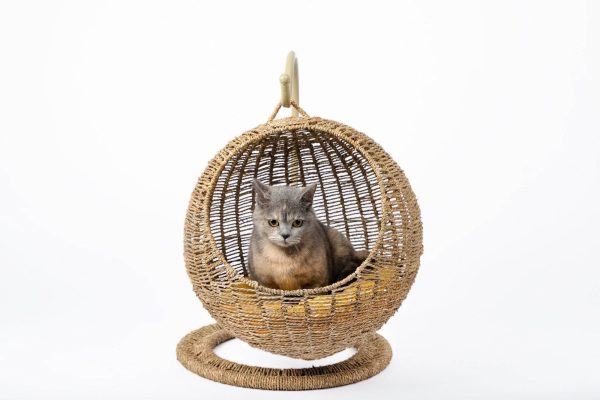 Hanging Cat Bed | Woven Round Pet Basket - Image 5