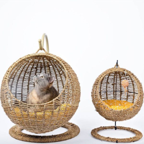 Hanging Cat Bed | Woven Round Pet Basket