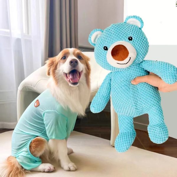Large Squeaky Dog Chew Toys | Soft Plush Bear Shape - Image 2