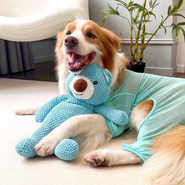 Large Squeaky Dog Chew Toys | Soft Plush Bear Shape - Image 3