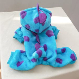 Plush Dinosaur Pet Costume | Winter Jumpsuit