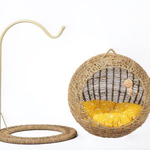 Hanging Cat Bed | Woven Round Pet Basket