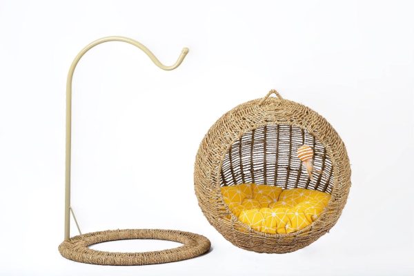 Hanging Cat Bed | Woven Round Pet Basket - Image 6