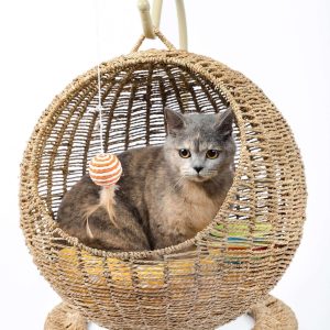 Hanging Cat Bed | Woven Round Pet Basket