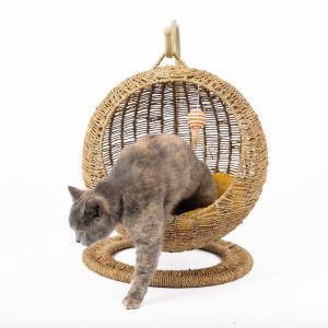 Hanging Cat Bed | Woven Round Pet Basket
